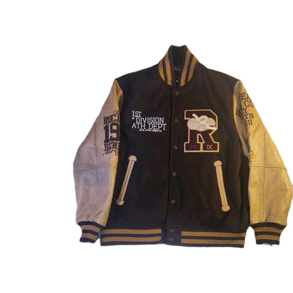 Rocawear Vintage Varsity Jacket 2XL Leather Sleeves With Wool Body. Rare! NWT!